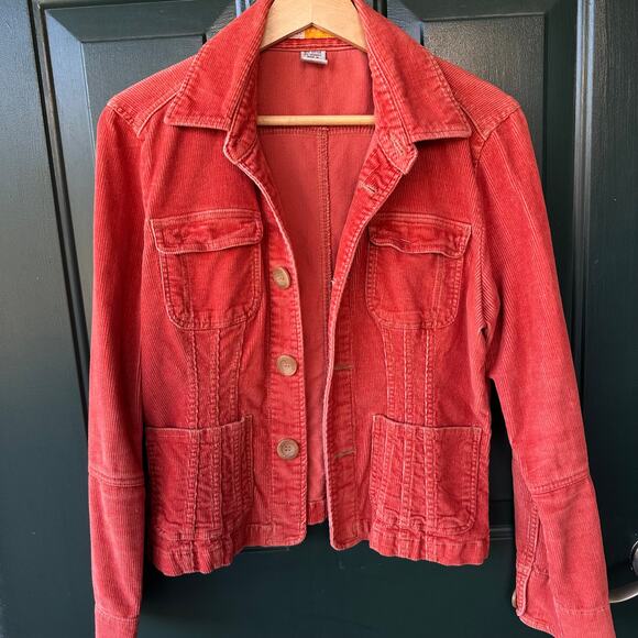 Tulle Russet Orange Corduroy Trucker Jacket M Fall Utility Y2K Western Longhorns - Picture 2 of 7